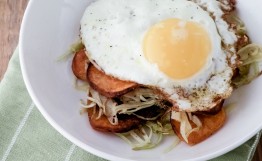 Crispy Sweet Potato Chips & Sautéed Cabbage