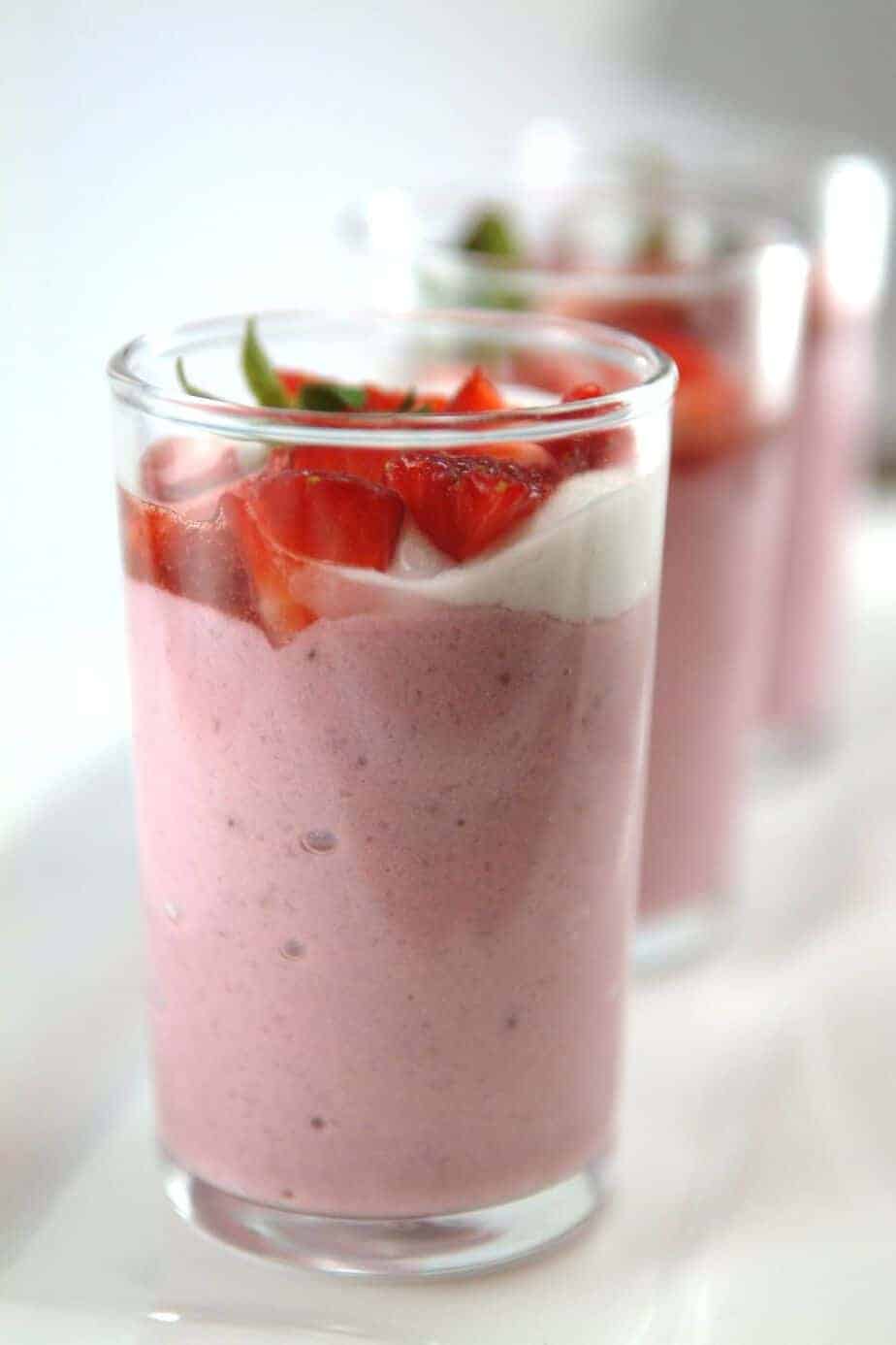 Strawberry Mousse with Coconut Whipped Cream and Fresh Strawberry Sauce