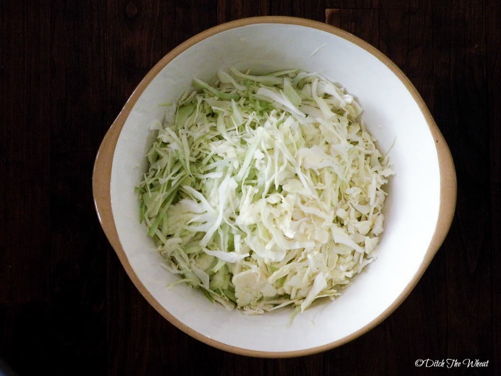 Raw cabbage in a bowl.