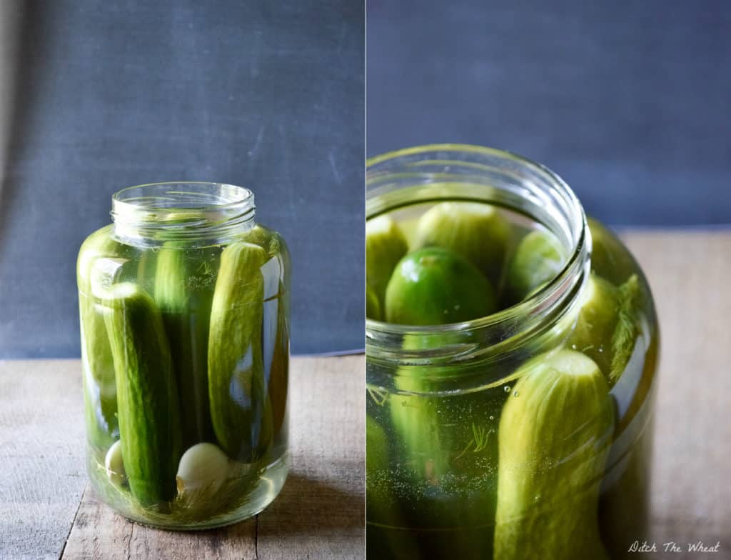 Fermented Pickles in a jar.