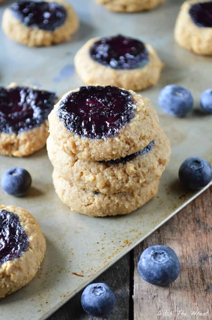 Grain Free Blueberry Jam Thumbprint Cookies