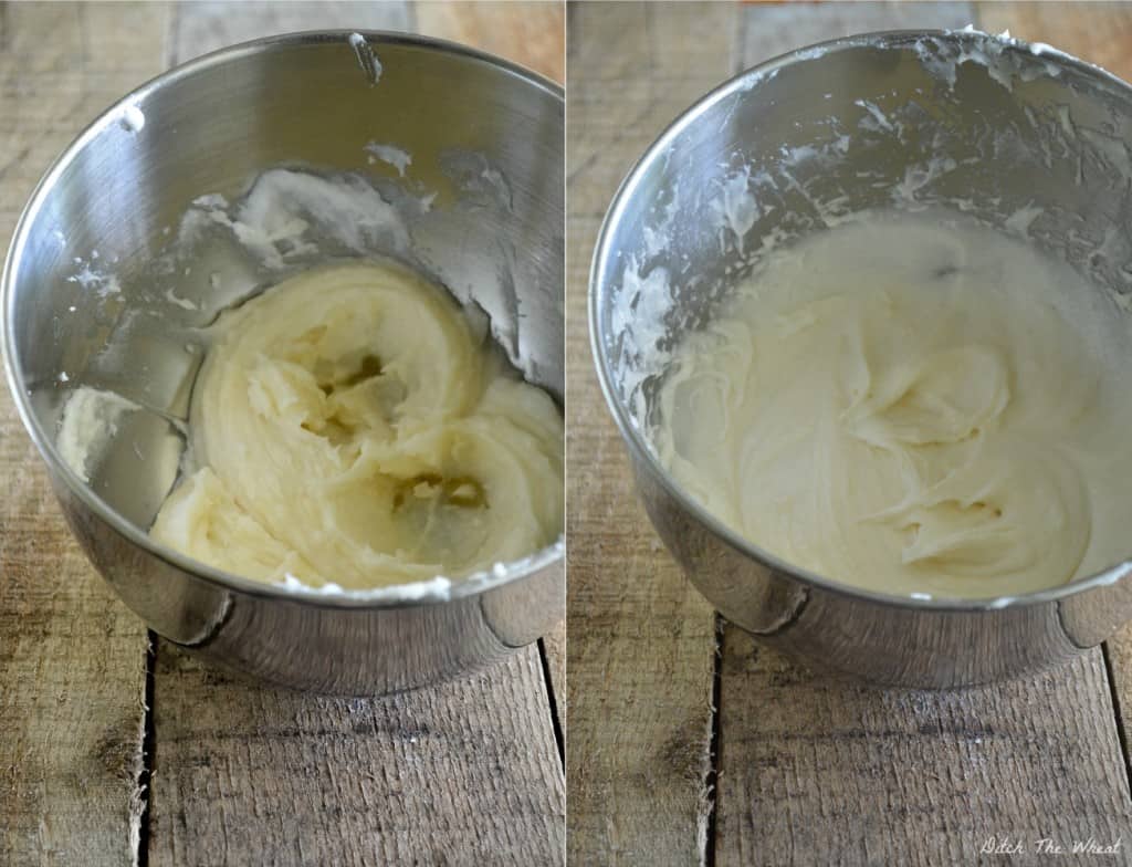 How to Cream: on the left is coconut oil and raw honey mixed together.  On the right is coconut oil and raw honey cream together.  Do you see the difference in texture and appearance?