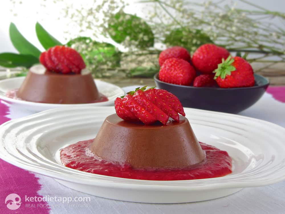 Spiced Chocolate Panna Cotta with Strawberry Coulis 