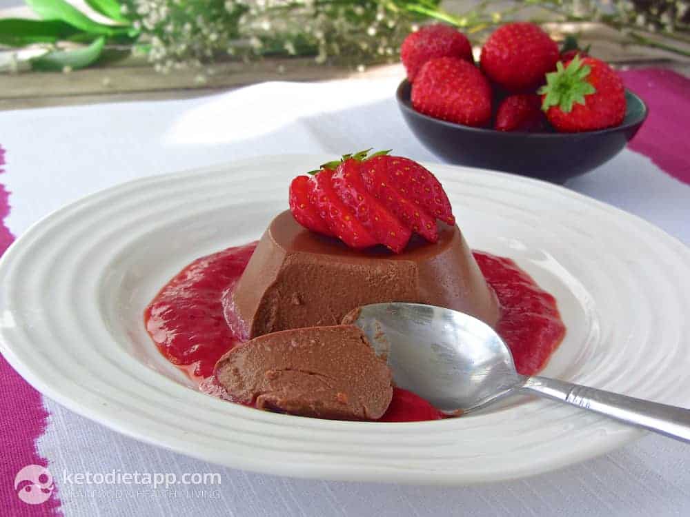 Spiced Chocolate Panna Cotta with Strawberry Coulis