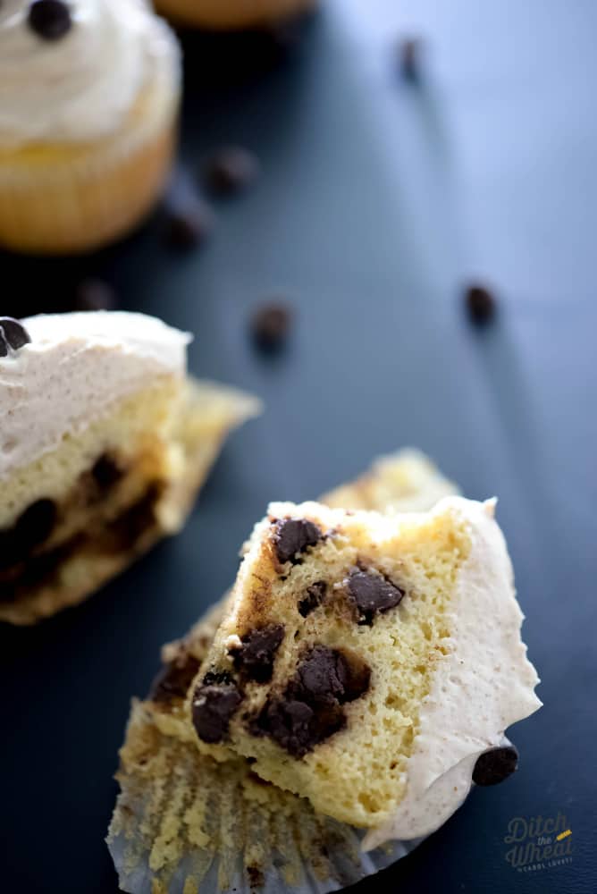 THE BEST coconut flour chocolate chip cupcakes - They are the lightest and fluffiest coconut flour cupcakes you will ever eat! coconut flour cupcakes keto, coconut flour cupcakes paleo, coconut flour cupcakes gluten free, coconut flour cupcakes vanilla 