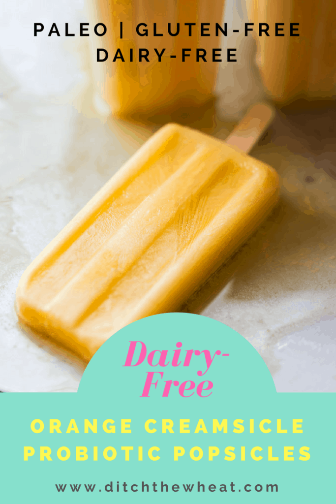 THE BEST HEALTHY Popsicles!!! Orange Creamsicle Probiotic Popsicles - This healthy popsicle has no added sugars (great for your kids!) and is dairy-free and perfect for a Whole30 popsicle. Paleo popsicle, paleo cold treats, paleo summer recipes, whole30 popsicle, whole30 cold treats, sugar free popsicles, creamsicle popsicle recipe #paleopopsicle #whole30popsicle #dairyfreepopsicle #sugarfreepopsicle #healthypopsicle