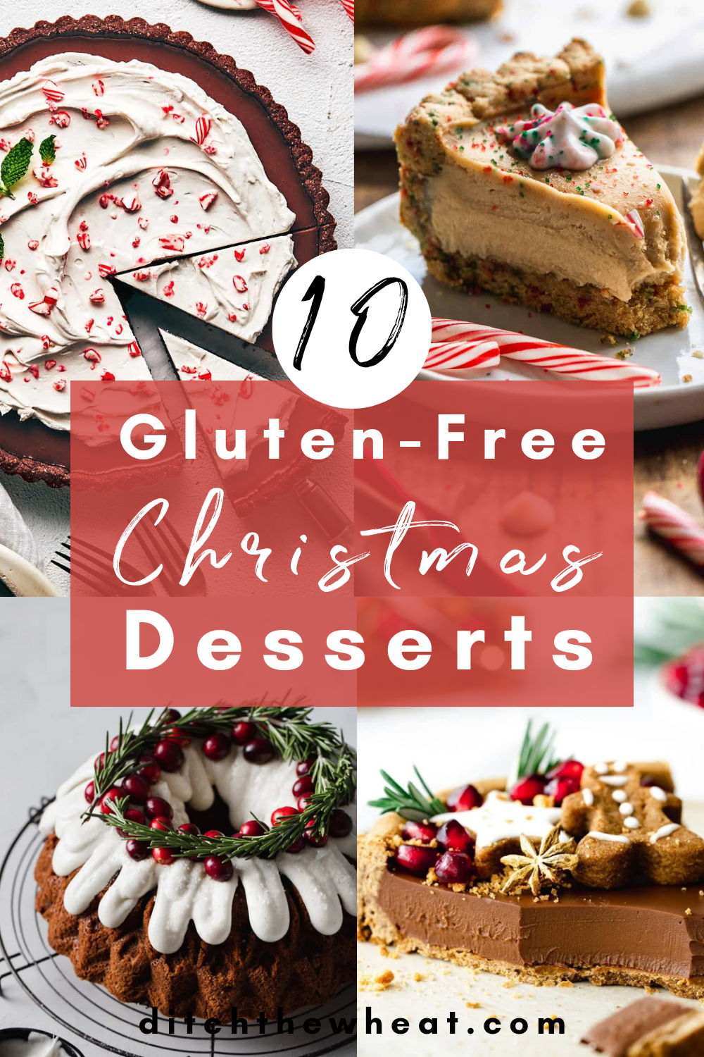 An image with 4 gluten free Christmas desserts.