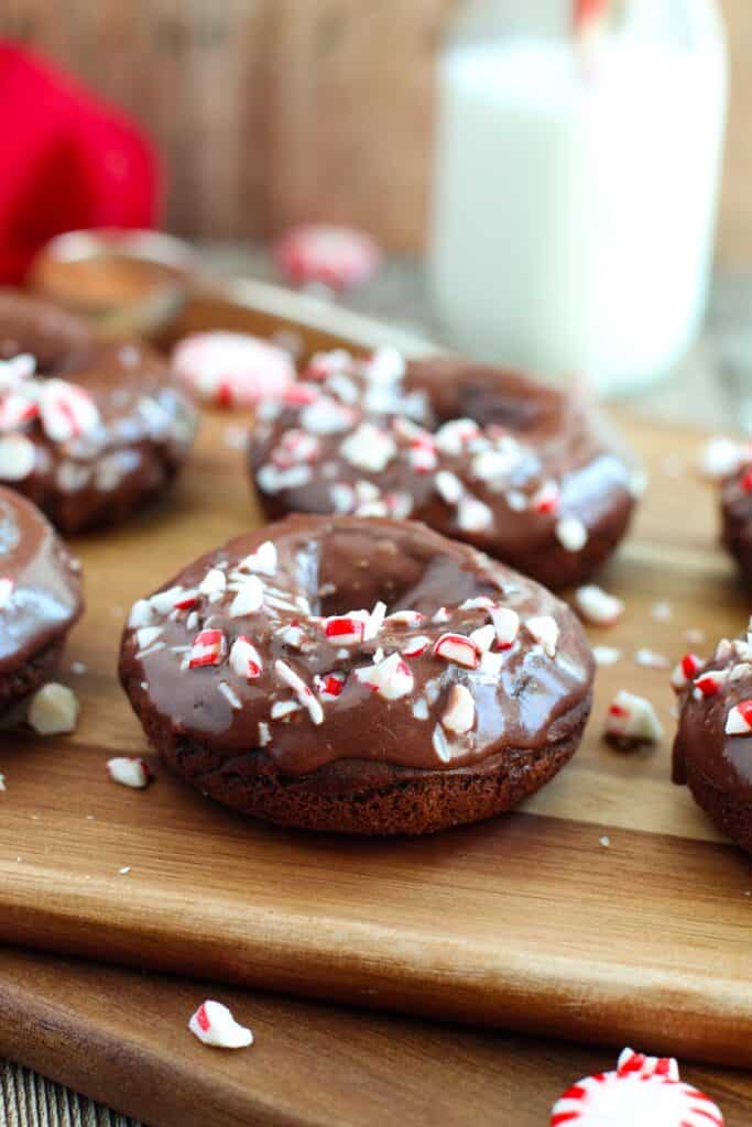 Gluten Free Peppermint Chocolate Brownies on a cutting board