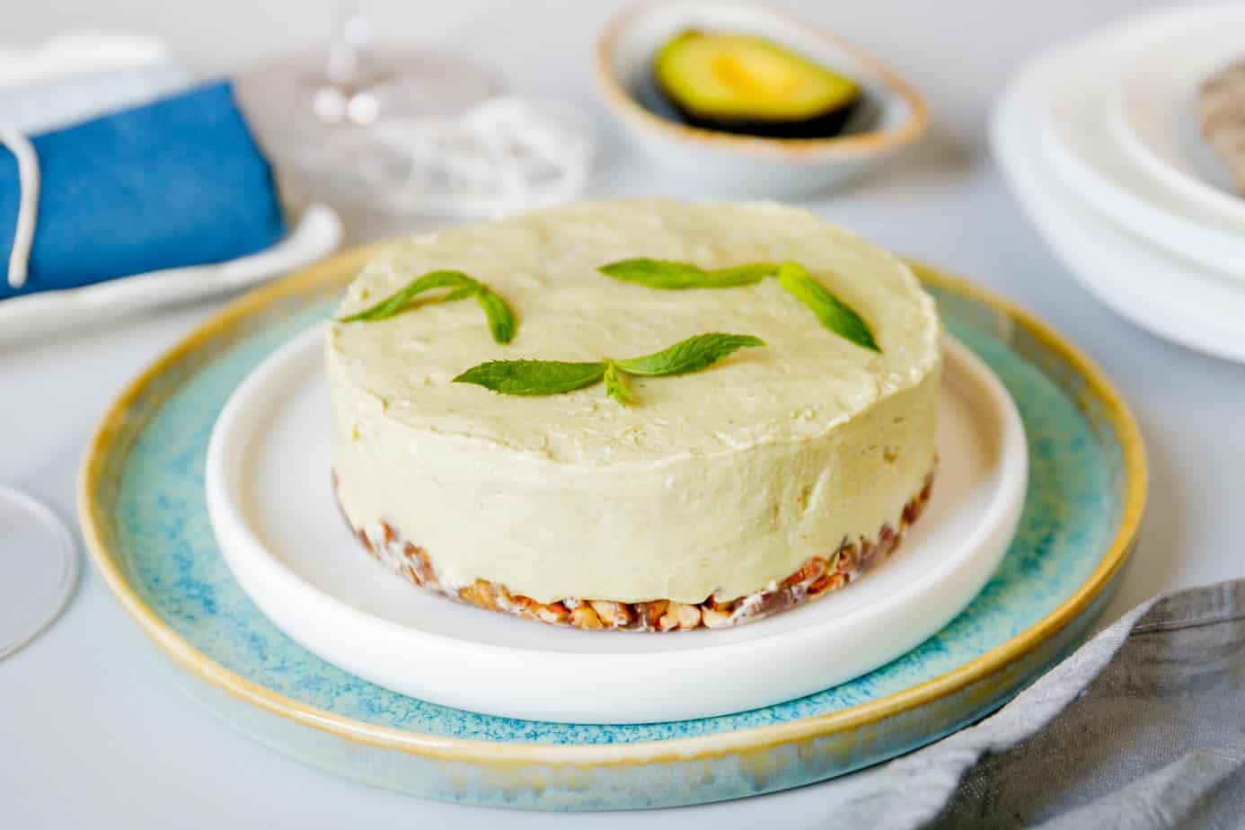 The completed avocado cheesecake.