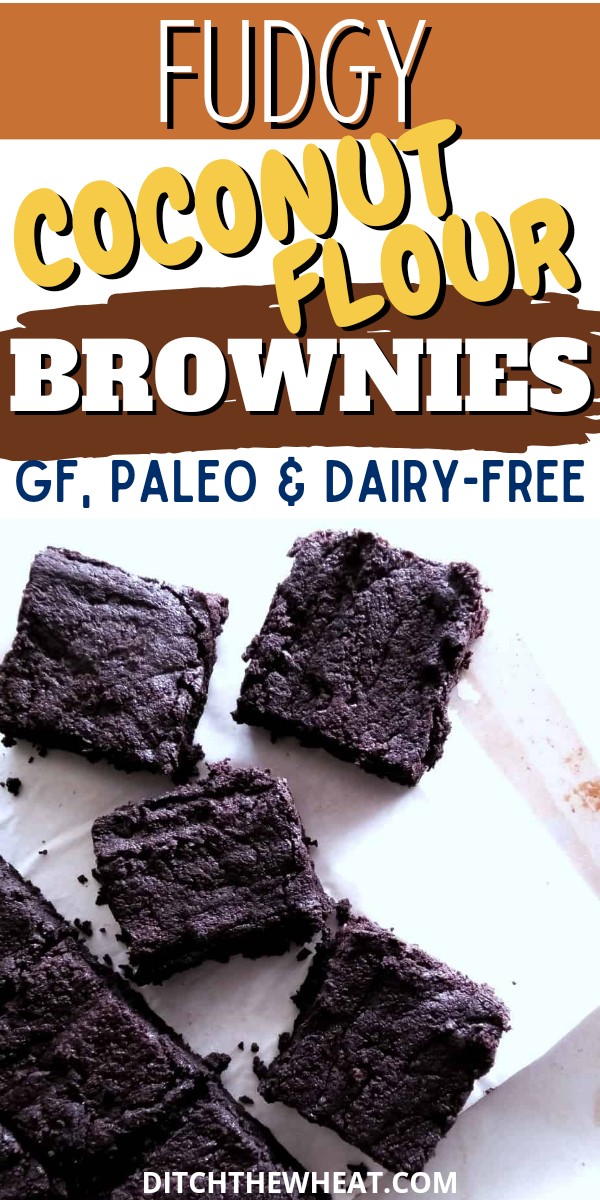 Coconut flour brownies scattered on parchment paper.