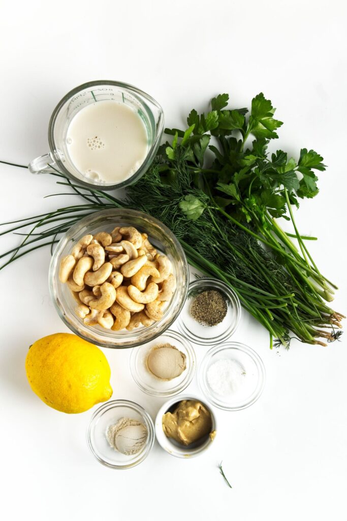 Ingredients for Dairy Free Ranch Dressing