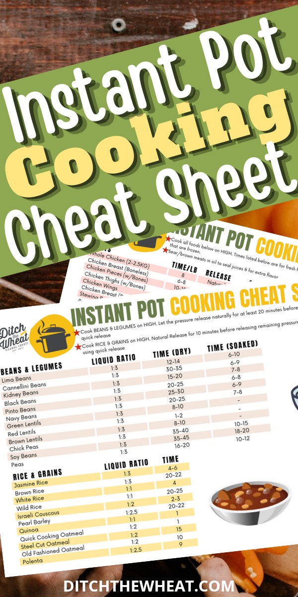 Instant Pot Cooking Times Cheat Sheet - Ditch the Wheat