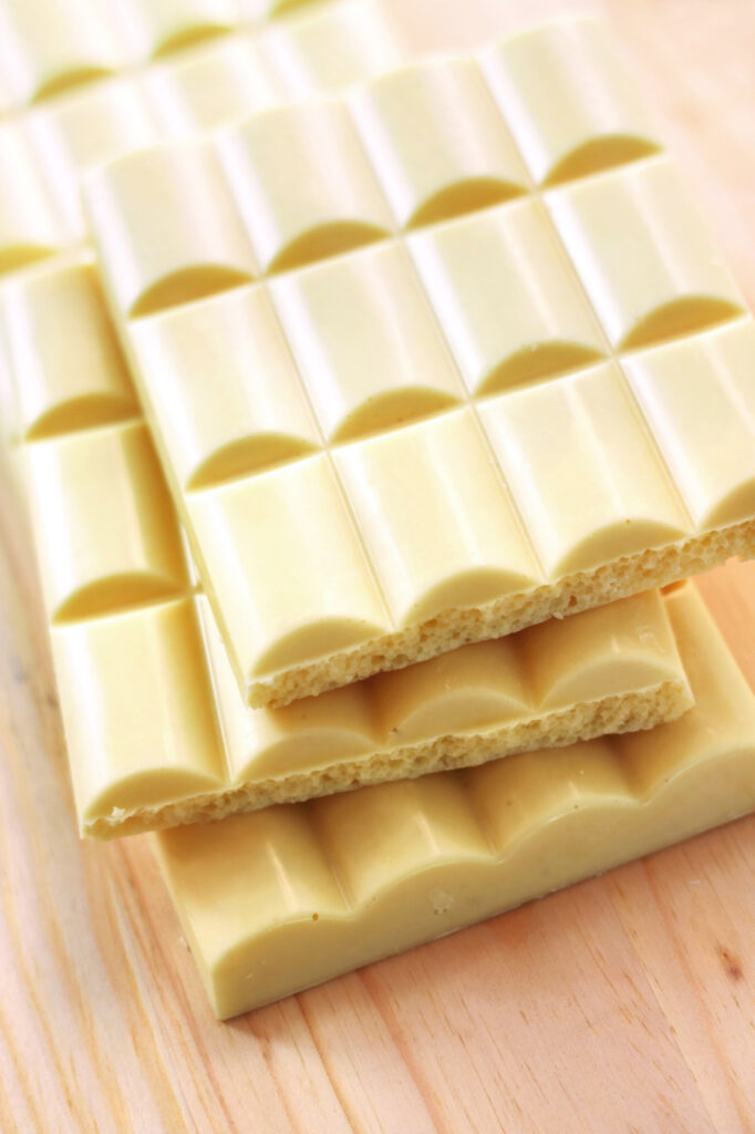Is White Chocolate Gluten Free? A pile of white chocolate.