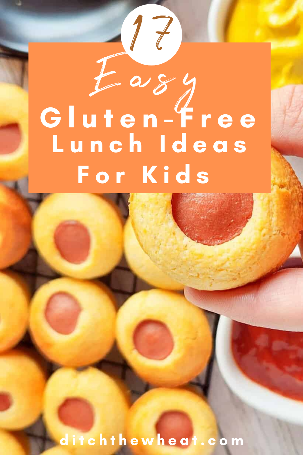 An image of gluten free corn dog muffins for a post about gluten free lunch ideas for kids.