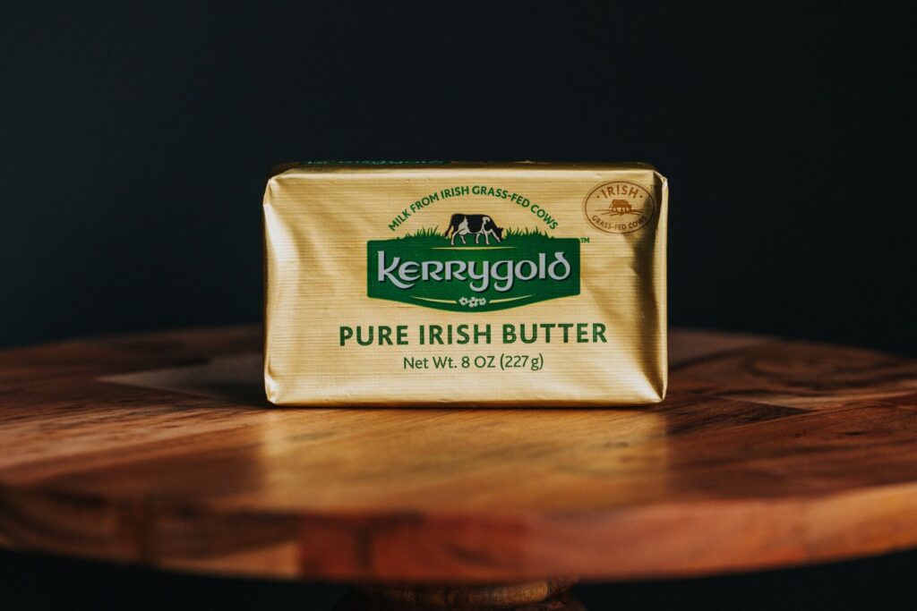 A package of Kerrygold butter.