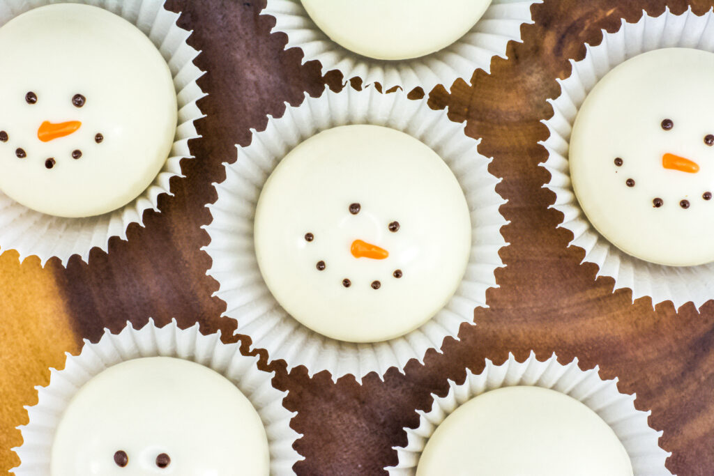 Snowman Hot Chocolate Bombs - Ditch the Wheat
