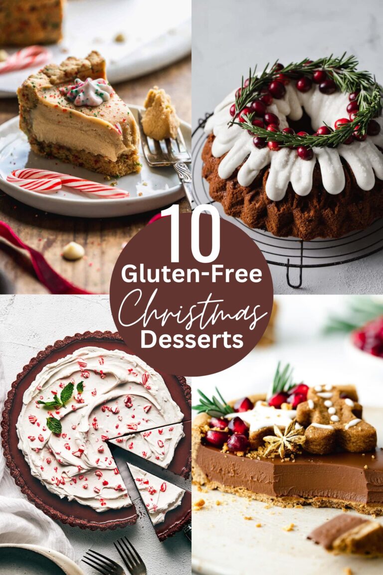 An image with 4 gluten free Christmas desserts.