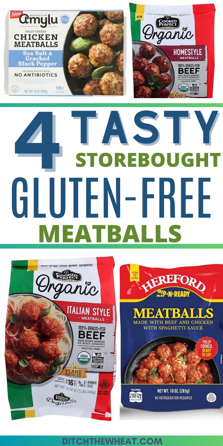 An image with four different gluten free meatball brands.