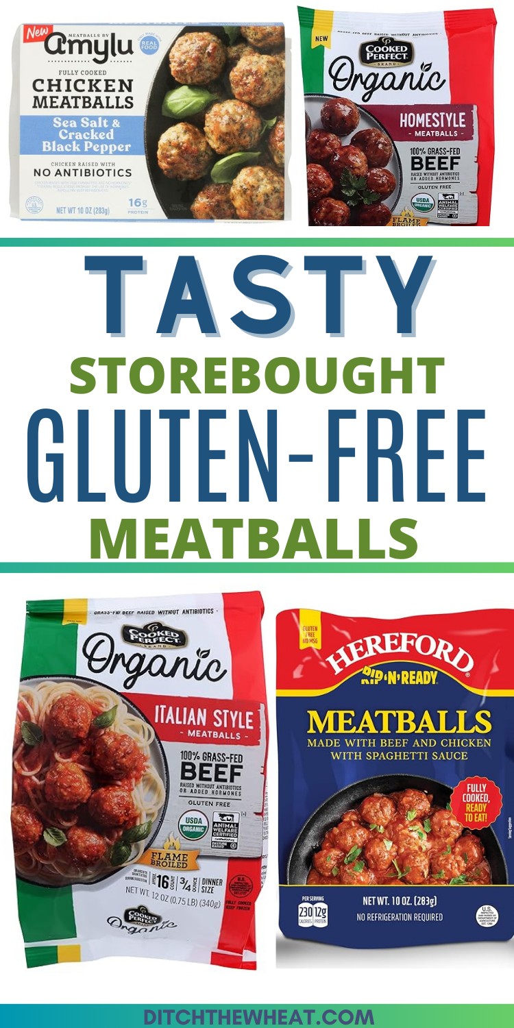 An image with four different gluten free meatball brands.