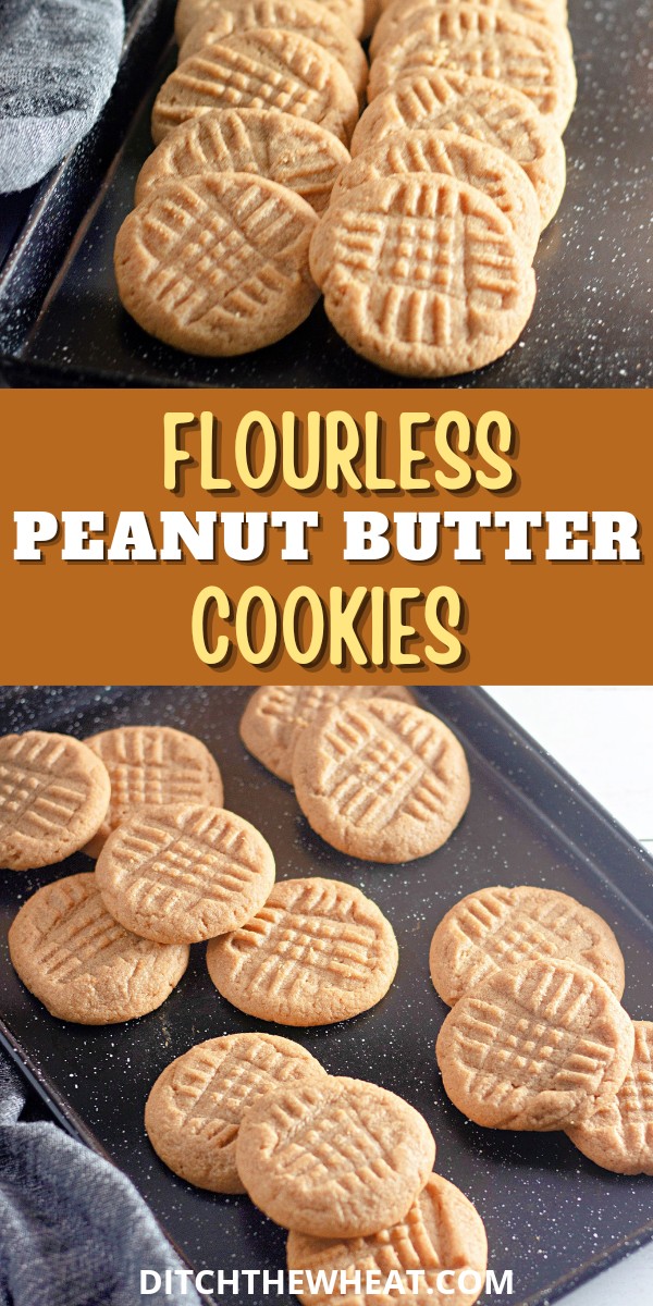 A baking sheet with easy flourless peanut butter cookies.
