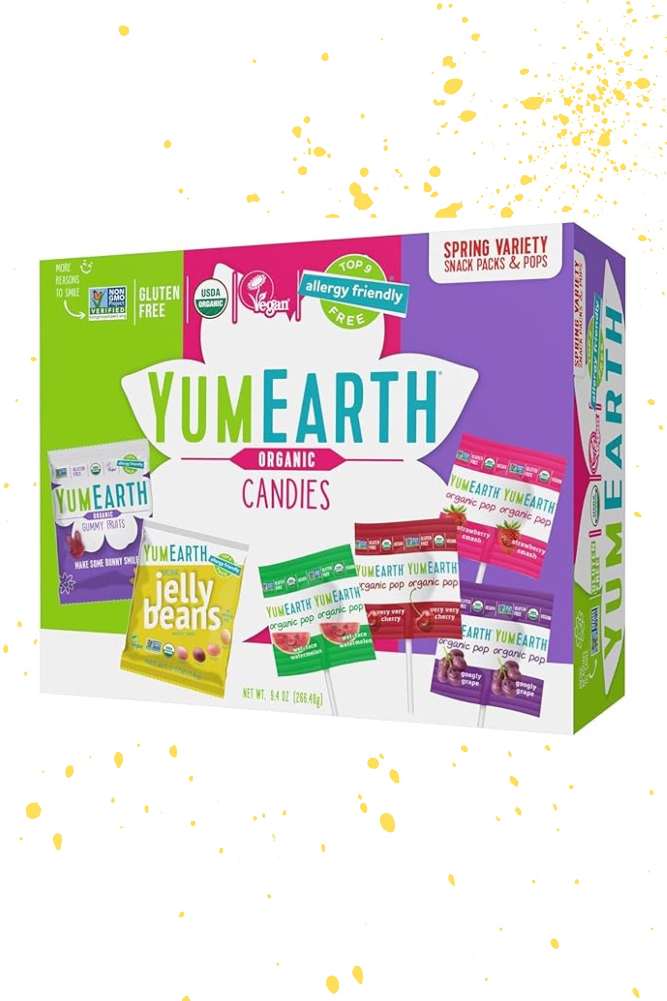 A box of YumEarth mixed Spring candy for Easter.