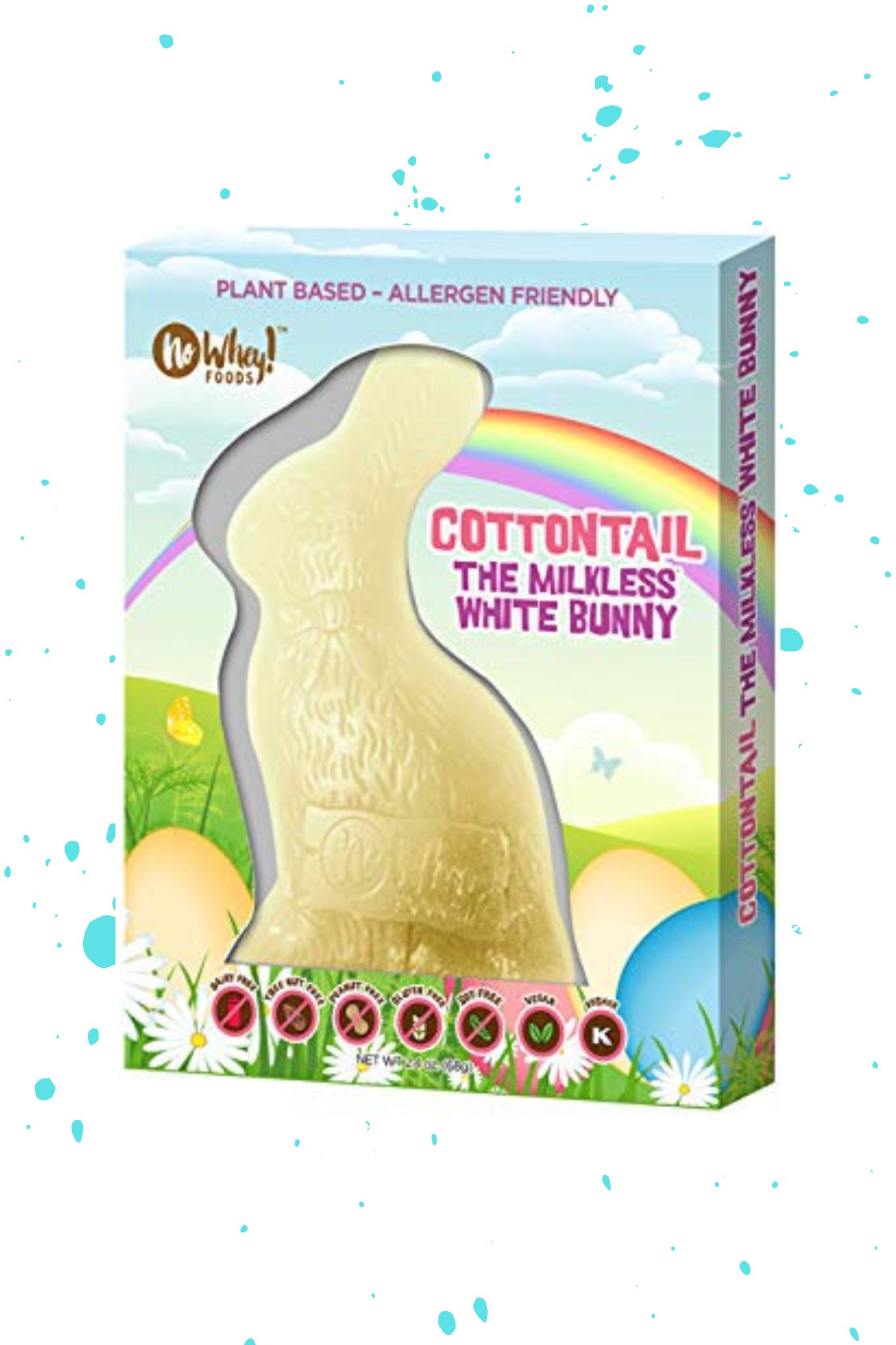 A No Whey white chocolate Easter bunny that is allergy-friendly.