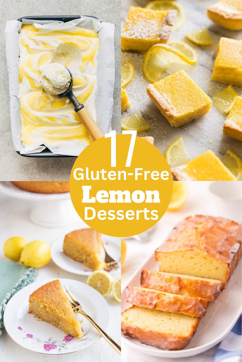 An image with 4 different gluten free lemon desserts.