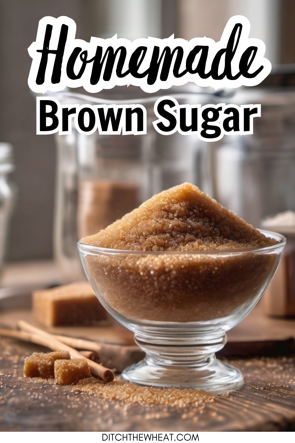 A glass bowl filled with brown sugar.
