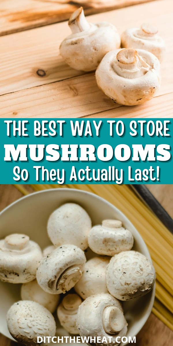 A bowl of mushrooms and mushrooms on a wooden surface.