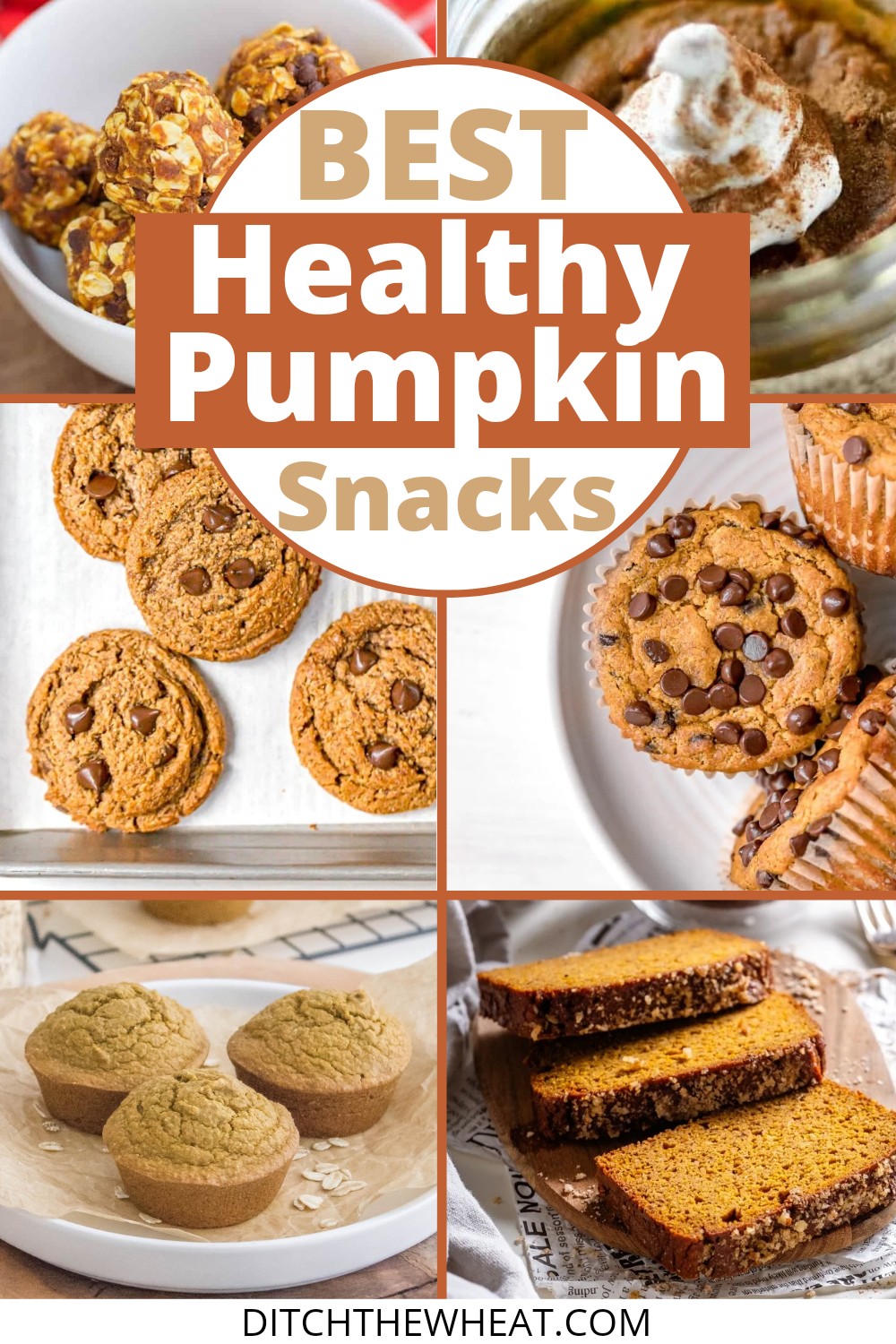 Images of various healthy pumpkin snacks.